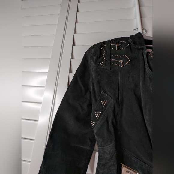 Vintage 90s Morganwear Southwestern cowgirl style Leather JacketFringe & Suede - Picture 2 of 5